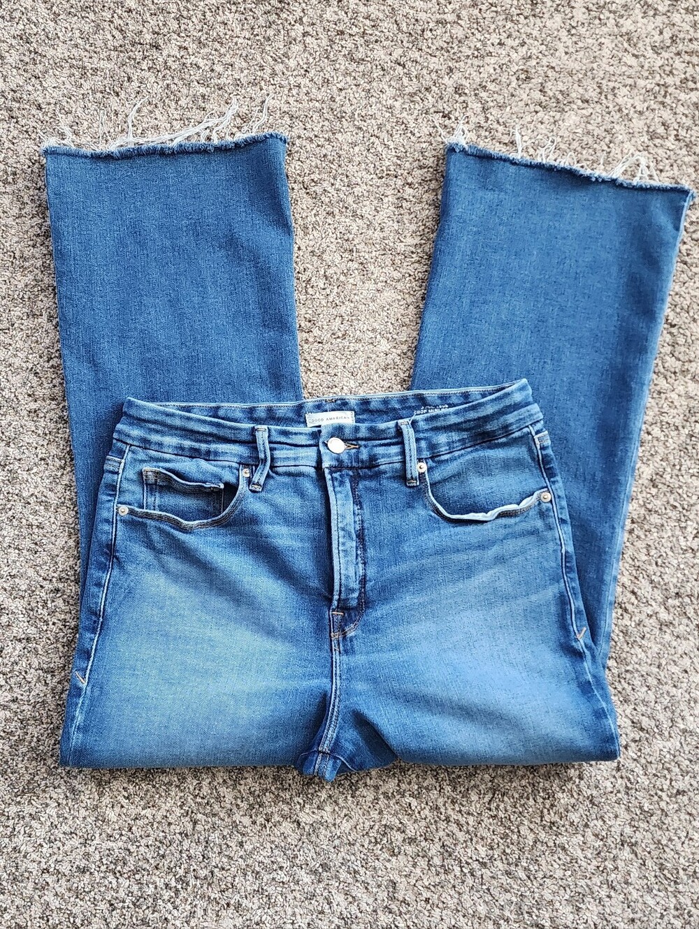 Good American Good Legs Crop Mini Boot Jeans 12/31